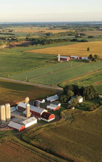 Ariel shot of a farm operation