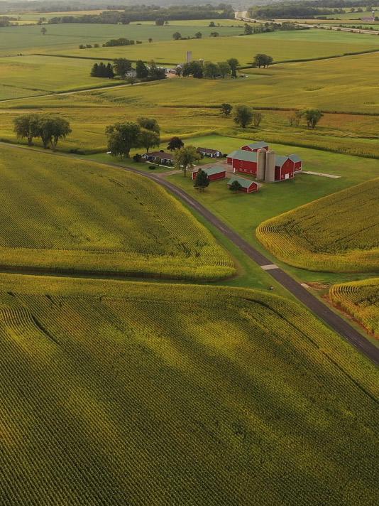 Ariel shot of a farming operation